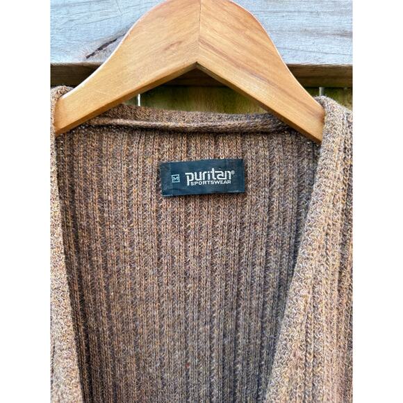 Vintage Brown Ribbed Knit Cardigan - Picture 5 of 9